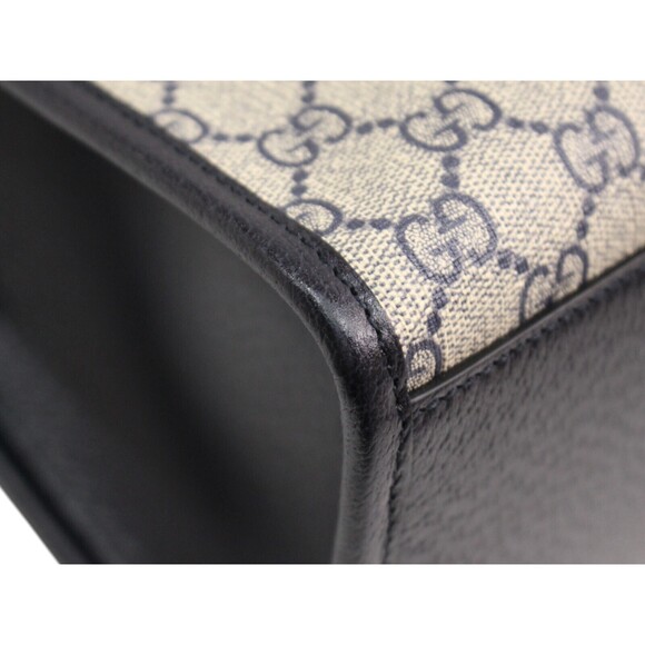 GUCCI GG Supreme Tote Bag beige Navy Blue the - Picture 6 of 8
